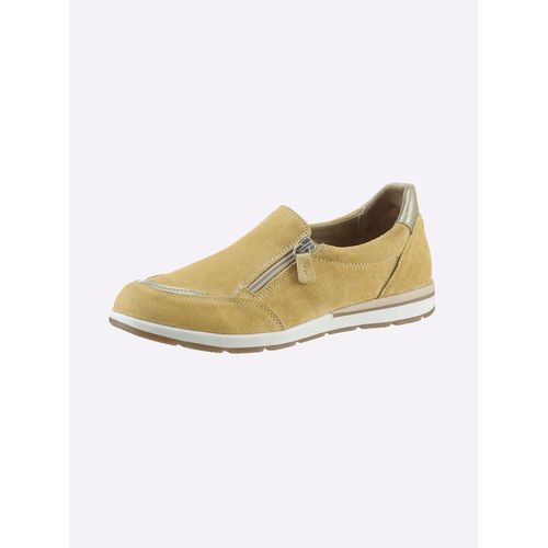 Slipper CASUAL LOOKS, Damen, Gr. 36, gelb, Veloursleder, Lederimitat, sportlich, Schuhe