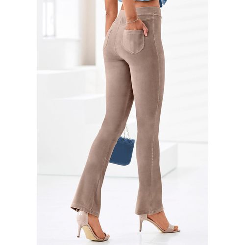 Jazzpants LASCANA, Damen, Gr. 48/50, N-Gr, grau (taupe), Cord, Obermaterial: 97% Polyester, 3% Elasthan, casual, Hosen, aus weichem Material in Cord-Optik, Loungewear