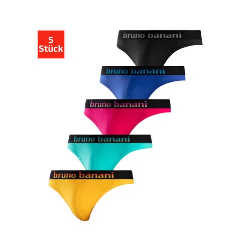 String BRUNO BANANI, Herren, Gr. XL, bunt (blau, pink, mint, gelb, schwarz), Jersey, Obermaterial: 95% Baumwolle, 5% Elasthan, unifarben, körpernah, Unterhosen, mit Streifen Logo Webbund