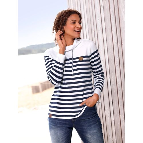 Sweatshirt CASUAL LOOKS Gr. 40, bunt (weiß, marine, geringelt) Damen Sweatshirts Bestseller