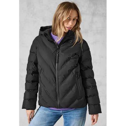 Steppjacke CECIL, Damen, Gr. XL (44), schwarz, Stoff, Obermaterial, Füllung und Futter: 100% Polyester, unifarben, casual, normal normal, ohne Ausschnitt, Langarm Bündchen, Jacken, mit moderner Steppung