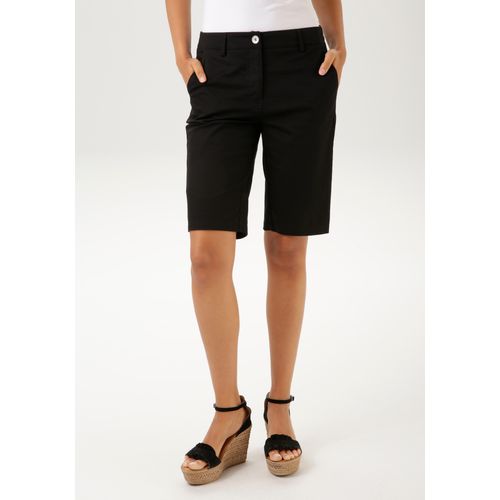 Bermudas ANISTON CASUAL, Damen, Gr. 40, N-Gr, schwarz, Web, Obermaterial: 97% Baumwolle, 3% Elasthan, unifarben, Basic, figurbetont kniefrei, Hosen, im klassischen Stil