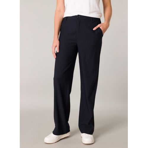 Stoffhose BASE LEVEL, Damen, Gr. 38, Länge 32, blau (dunkelblau), Stoff, Obermaterial: 77% Viskose, 20% Nylon, 3% Elasthan, casual, normal, Hosen, mit Schlag und Elasthan