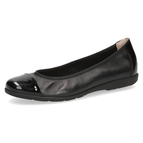 Ballerina CAPRICE Gr. 38, schwarz (schwarz, glänzend) Damen Schuhe Loafer, Slipper, Festtags Schuh mit Lack-Details