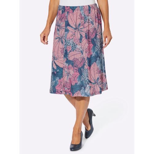 Jerseyrock CLASSIC, Damen, Gr. 44, bunt (jeansblau, altrosa, bedruckt), 95% Polyester, 5% Elasthan, gemustert, mehrfarbig, wadenlang, Röcke