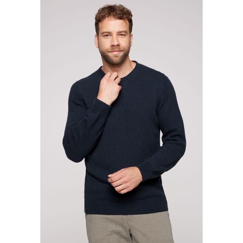 Rundhalspullover CAMP DAVID, Herren, Gr. 4XL, blau, Material: 100% Baumwolle, unifarben, casual, lässig geschnitten normal, Rundhals, Langarm eingesetzt Rippbündchen, Pullover, aus Baumwolle