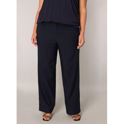 Stoffhose BASE LEVEL CURVY Gr. 54/56, N-Gr, blau (dunkelblau) Damen Hosen mit Schlag und Viskose