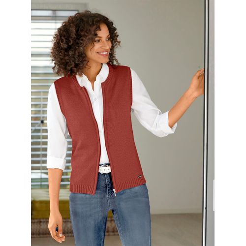 Strickweste CASUAL LOOKS, Damen, Gr. 54, rot (rostrot), 50% Baumwolle, 50% Polyacryl, unifarben, meliert, Westen