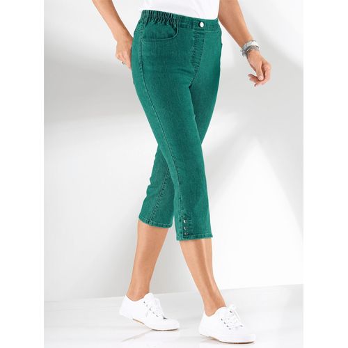 Caprijeans CLASSIC BASICS, Damen, Gr. 22, Kurzgrößen, grün (smaragd), 96% Baumwolle, 4% Elasthan, unifarben, 3/4-Länge, Jeans