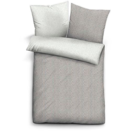 Bettwäsche BIBERNA Gr. 3, grau (hellgrau, grau), B/L: 155cm x 220cm, Biber-Feinbiber, B/L: 80cm x 80cm, Biber, Feinbiber, 100% Baumwolle, Bettwäsche