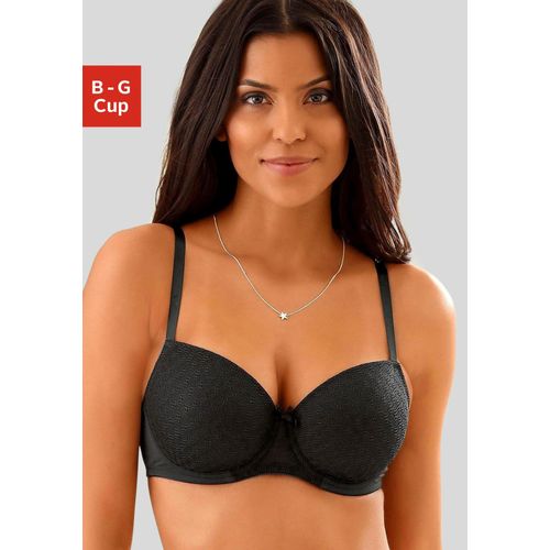 Schalen-BH LASCANA, Damen, Gr. 90, Cup D, schwarz, Microtouch, Obermaterial: 86% Polyamid, 14% Elasthan, klassisch, BHs Schalen-BH Bügel-BH Spitzen-BH Spitzenwäsche Dirndl-BH, mit Bügel und graphischer Spitze, Dessous
