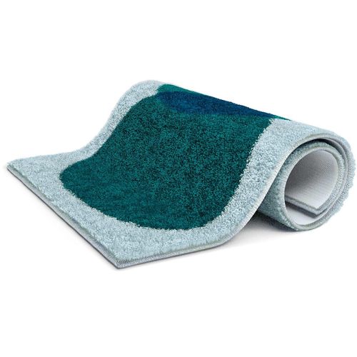 Badematte GRUND Gr. 7, grau (grau, grün), halbrund (50cm x 80cm),, Badematten