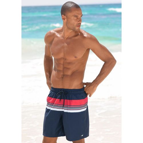 Badeshorts KANGAROOS, Herren, Gr. L (52), N-Gr, blau (marine, rot), Polyester, gestreift, Badehosen, mit Streifen