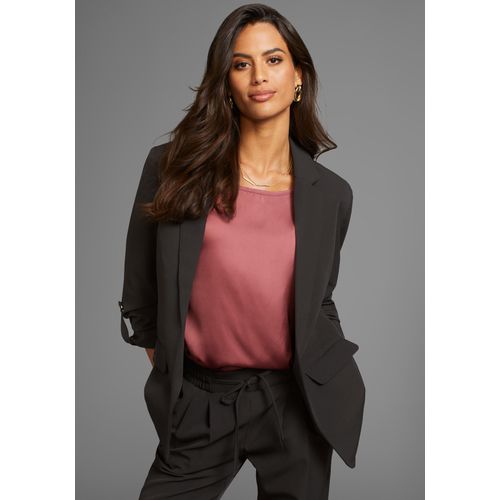 Blusenblazer LAURA SCOTT Gr. 36, schwarz Damen Blazer mit modischem Ärmelriegel, NEUE KOLLEKTION