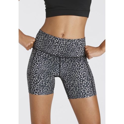 Shorts LASCANA ACTIVE Gr. L (44/46), N-Gr, braun (leo) Damen Hosen Radlerhose in Leo-Optik