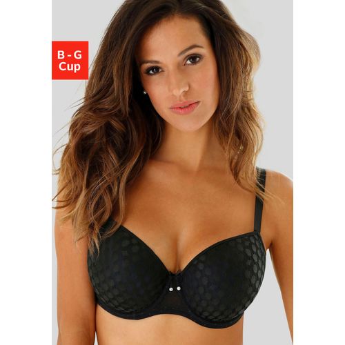Schalen-BH LASCANA, Damen, Gr. 90, Cup D, schwarz, Spitze, Obermaterial: 86% Polyamid, 14% Elasthan, klassisch, BHs, mit Spitze über nahtlosen Cups, auf Formbügel, Dessous