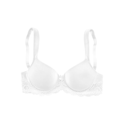 Schalen-BH LASCANA, Damen, Gr. 100, Cup C, weiß, Microtouch, Obermaterial: 85% Polyamid, 15% Elasthan, klassisch, BHs, mit Bügel, nahtlos vorgeformte Cups, Spitzendetails, Dessous