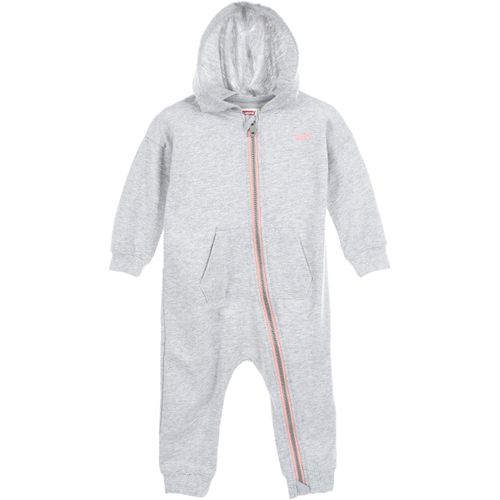 Overall LEVI'S KIDS, Baby, Gr. 3M (62), N-Gr, grau (gray heather), Sweatware, Obermaterial: 80% Baumwolle, 20% Polyester, unifarben, meliert, casual, bequem lang, Rundhals, Langarm Bündchen, Overalls, mit durchgehendem Reißverschluss