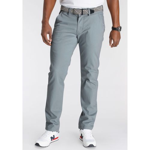 Chinohose DELMAO, Herren, Gr. 32, Länge 32, blau (graublau), Obermaterial: 98% Baumwolle, 2% Elasthan, unifarben, casual, normal lang, Hosen, mit Details - NEUE MARKE