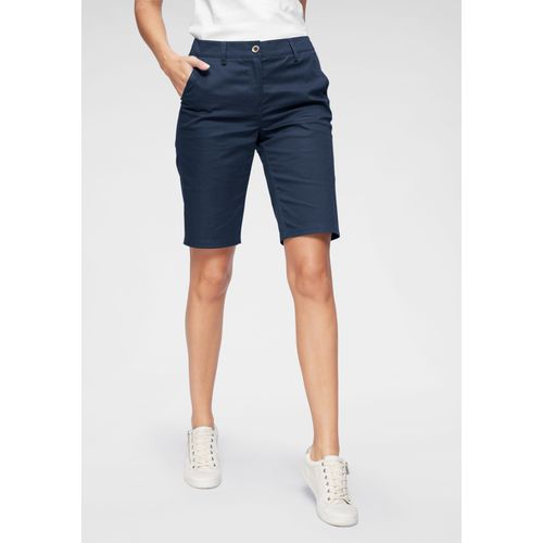 Bermudas ANISTON CASUAL, Damen, Gr. 46, N-Gr, blau (marine), Web, Obermaterial: 97% Baumwolle, 3% Elasthan, unifarben, Basic, figurbetont kniefrei, Hosen, im klassischen Stil