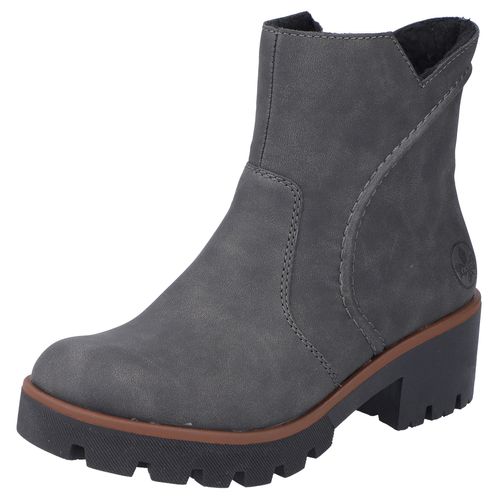 Winterstiefelette RIEKER, Damen, Gr. 37, grau (dunkelgrau), Lederimitat, klassisch, Schuhe, mit Innen-Reißverschluss für leichten Einschlupf