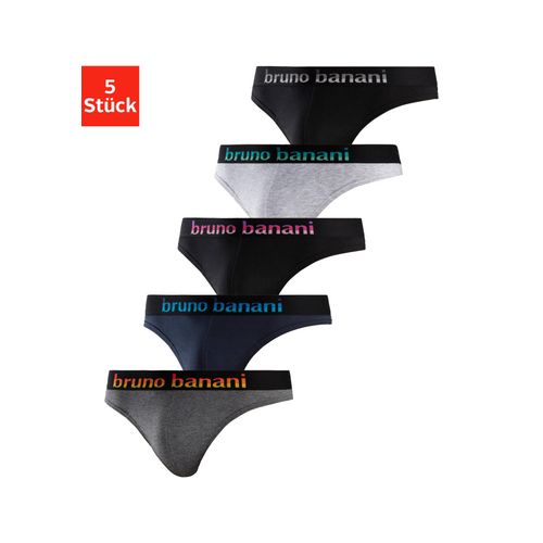 String BRUNO BANANI, Herren, Gr. M, bunt (navy, blau, schwarz, pink, grau, meliert, mint, anthrazit, meliert, gelb, schwarz, grau), Jersey, Obermaterial: 95% Baumwolle, 5% Elasthan, unifarben, körpernah, Unterhosen, mit Streifen Logo Webbund