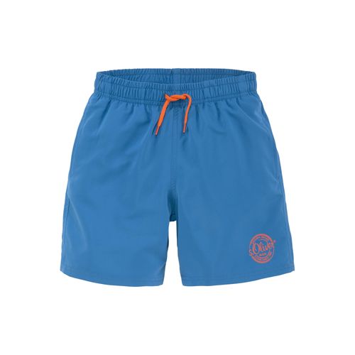 Badeshorts S.OLIVER, Kinder, Gr. 146/152, N-Gr, blau, Polyester, Badehosen, mit seitlichem Logodruck