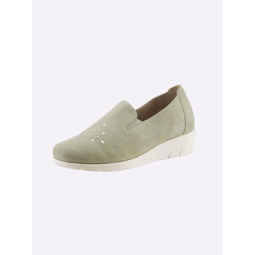 Slipper CASUAL LOOKS, Damen, Gr. 36, grün (eucalyptus), Veloursleder, sportlich, Schuhe