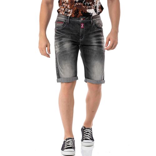 Jeansshorts CIPO & BAXX, Herren, Gr. 33, N-Gr, schwarz (schwarz used), Denim/Jeans, Obermaterial: 98% Baumwolle, 2% Elasthan, Abriebeffekte, modisch, regular fit, Jeans