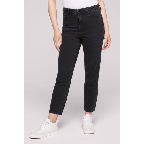Mom-Jeans SOCCX, Damen, Gr. 33, Normalgrößen, schwarz, Material: 99% Baumwolle, 1% Elasthan, Abriebeffekte, casual, weit, Jeans, mit hoher Leibhöhe