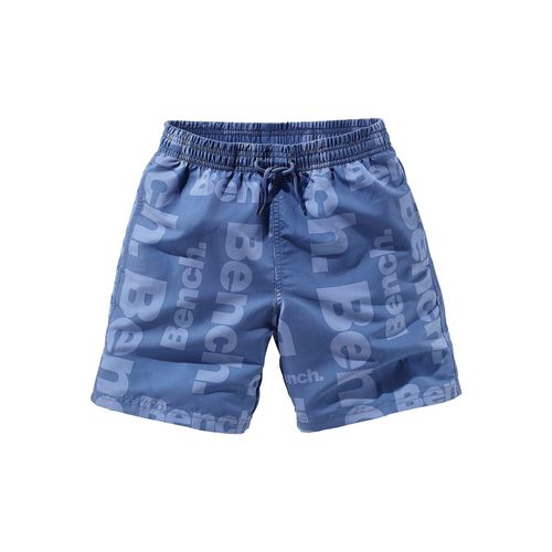 Badeshorts BENCH., Kinder, Gr. 122/128, N-Gr, blau, Microfaser, Polyester, unifarben, Badehosen, mit allover Logodruck
