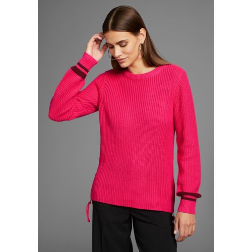 Rundhalspullover HECHTER PARIS Gr. 44/46 (L), pink Damen Pullover mit Zipeinsatz - NEUE KOLLEKTION