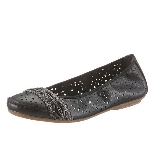 Ballerina RIEKER Gr. 37 (4,5), schwarz Damen Schuhe Slipper, Flache mit Rundum-Gummizug