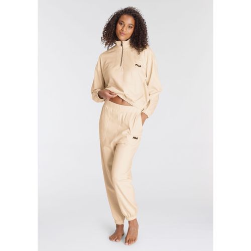 Pyjama FILA, Damen, Gr. S, beige (uni), Sweatware, Obermaterial: 100% Baumwolle, unifarben, casual, bequem lang, Langarm elastischer Bund, Homewear-Sets