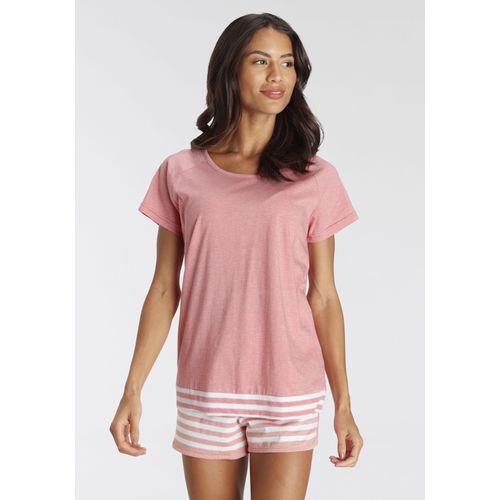 Shorty VIVANCE DREAMS, Damen, Gr. 52/54, rosa (rosa geringelt), Single Jersey, Obermaterial: 50% Baumwolle, 50% Polyester, Basic kurz, Rundhals, Kurzarm Raglanärmel, Homewear-Sets, mit Streifen-Details