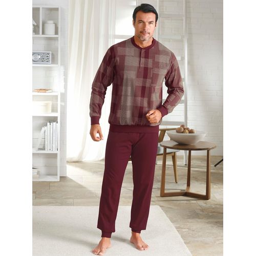 Schlafanzug NORMANN Gr. 44/46, rot (weinrot) Herren Homewear-Sets