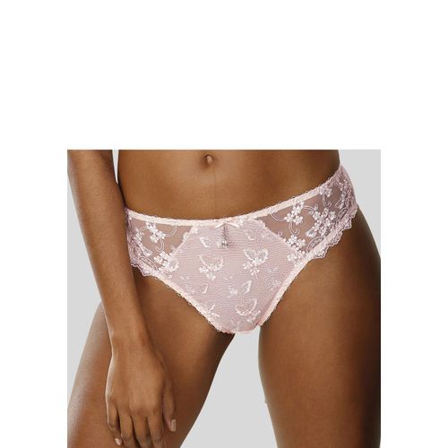 Slip LASCANA, Damen, Gr. 40/42, rosa (rosé, creme), Microtouch, Obermaterial: 50% Polyamid, 30% Polyester, 20% Elasthan, Unterhosen, Dessous mit schöner Blümchen-Stickereispitze