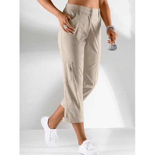 Stretch-Hose CASUAL LOOKS, Damen, Gr. 54, Normalgrößen, grau (stein), 98% Baumwolle, 2% Elasthan, unifarben, 7/8-Länge, Hosen