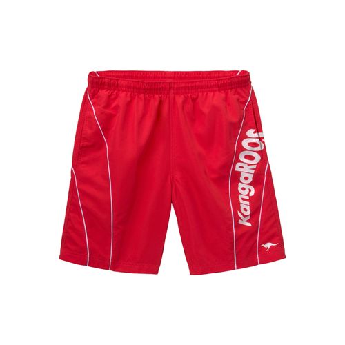 Badeshorts KANGAROOS, Herren, Gr. 6, N-Gr, rot, Microfaser, Polyester, unifarben, Badehosen, mit Kangaroos Schriftzug