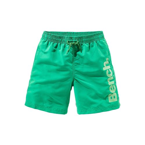 Badeshorts BENCH., Kinder, Gr. 158/164, N-Gr, grün, Microfaser, Polyester, unifarben, Badehosen, mit trendigem Logoschriftzug