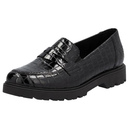 Loafer RIEKER Gr. 41, schwarz Damen Schuhe Slipper, Schlupfschuh, Collegeschuh mit kleinen Gummizügen