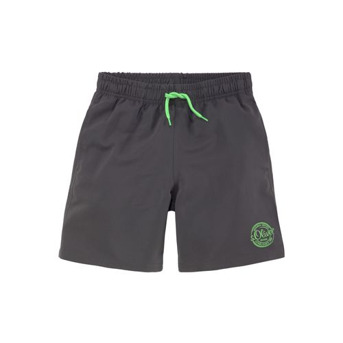Badeshorts S.OLIVER, Kinder, Gr. 110/116, N-Gr, grau, Polyester, Badehosen, mit seitlichem Logodruck