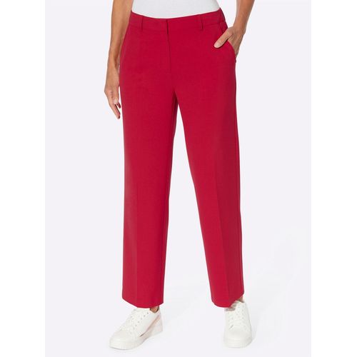 Bügelfaltenhose INSPIRATIONEN, Damen, Gr. 50, Normalgrößen, rot, 63% Polyester, 34% Viskose, 3% Elasthan, unifarben, lang, Hosen