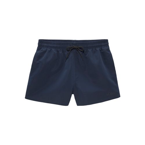 Badeshorts S.OLIVER, Herren, Gr. XL (54/56), N-Gr, blau (marine), Microfaser, Polyester, Microfaser, unifarben, kontrastfarbene Details, Badehosen, mit komplementärem Farbdesign