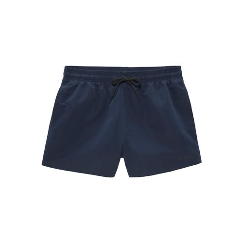 Badeshorts S.OLIVER, Herren, Gr. XXL (58/60), N-Gr, blau (marine), Microfaser, Polyester, Microfaser, unifarben, kontrastfarbene Details, Badehosen, mit komplementärem Farbdesign