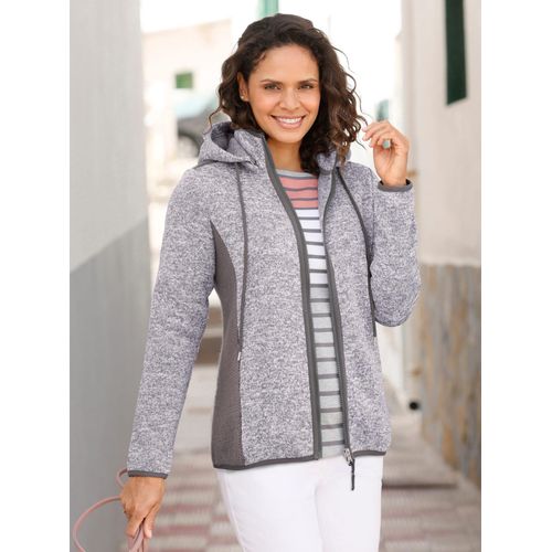 Fleecejacke CASUAL LOOKS, Damen, Gr. 42, grau (anthrazit, meliert), 100% Polyester, meliert, unifarben, Langarm, Jacken