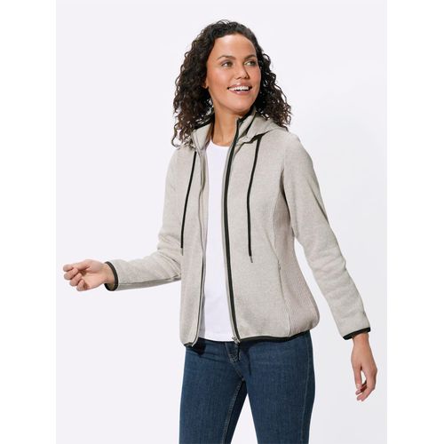 Fleecejacke CASUAL LOOKS, Damen, Gr. 44, grau (hellgrau, meliert), 100% Polyester, meliert, unifarben, Langarm, Jacken