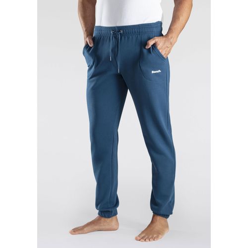 Sweathose BENCH. LOUNGEWEAR, Herren, Gr. 48/50, N-Gr, blau (petrol), angeraute Sweatware, Obermaterial: 60% Baumwolle, 40% Polyester, Basic, lang, Hosen, mit Logoprint