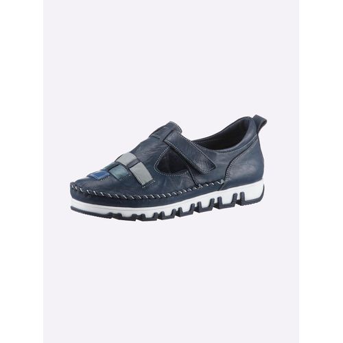 Slipper GEMINI, Damen, Gr. 37, blau (dunkelblau), Glattleder, sportlich, Schuhe