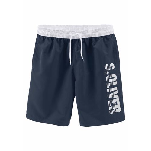 Badeshorts S.OLIVER, Herren, Gr. XXL (58/60), Lang, blau (marine (langgröße)), Microfaser, Polyester, Badehosen